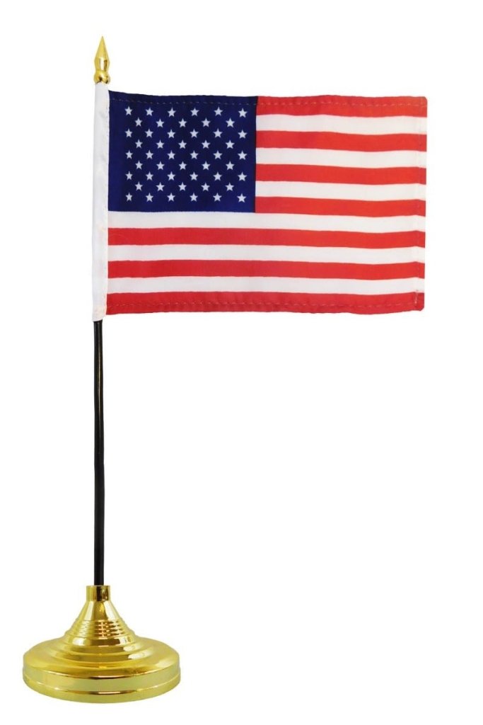 1 - Hole Gold Desktop Flag Stand for 4x6 inch flag (Unweighted) - Flags Importer