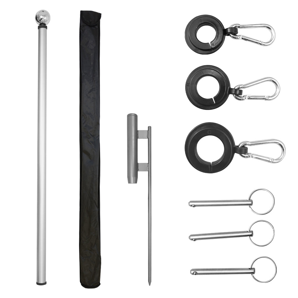 16ft Deluxe Fiberglass Pole & Ground Spike Kit - Flags Importer