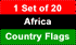 4x6in Set of 20 African Stick Flags