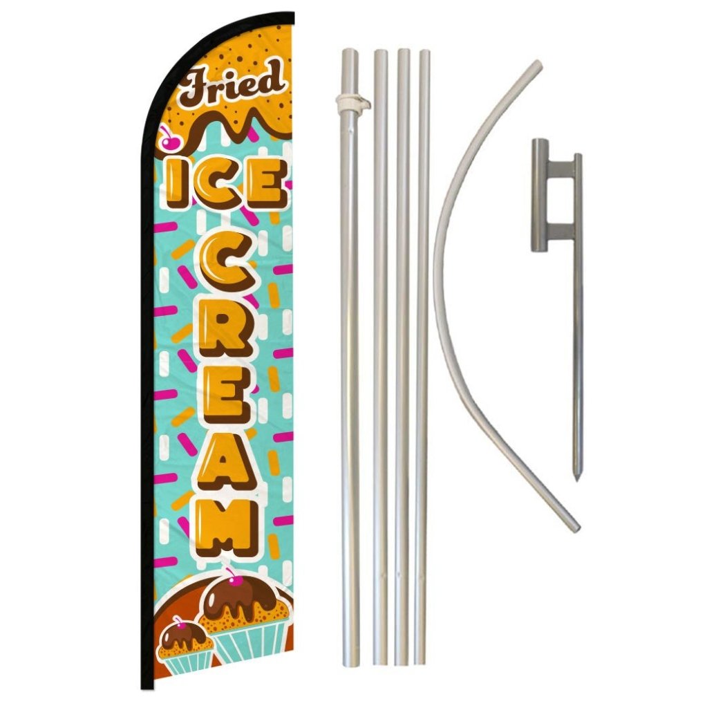 Fried Ice Cream Windless Banner Flag & Pole Kit - Flags Importer
