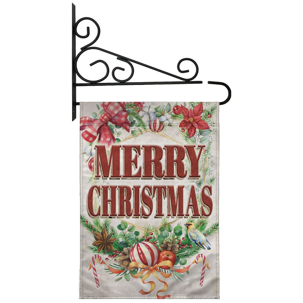 H&G Studios Merry Christmas (Holly) 12x18in Garden Flag - Flags Importer