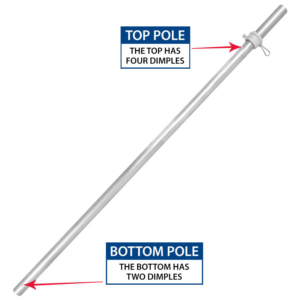 Pole piece in correct orientation with 4 dimples at top of pole and 2 dimples at bottom of pole