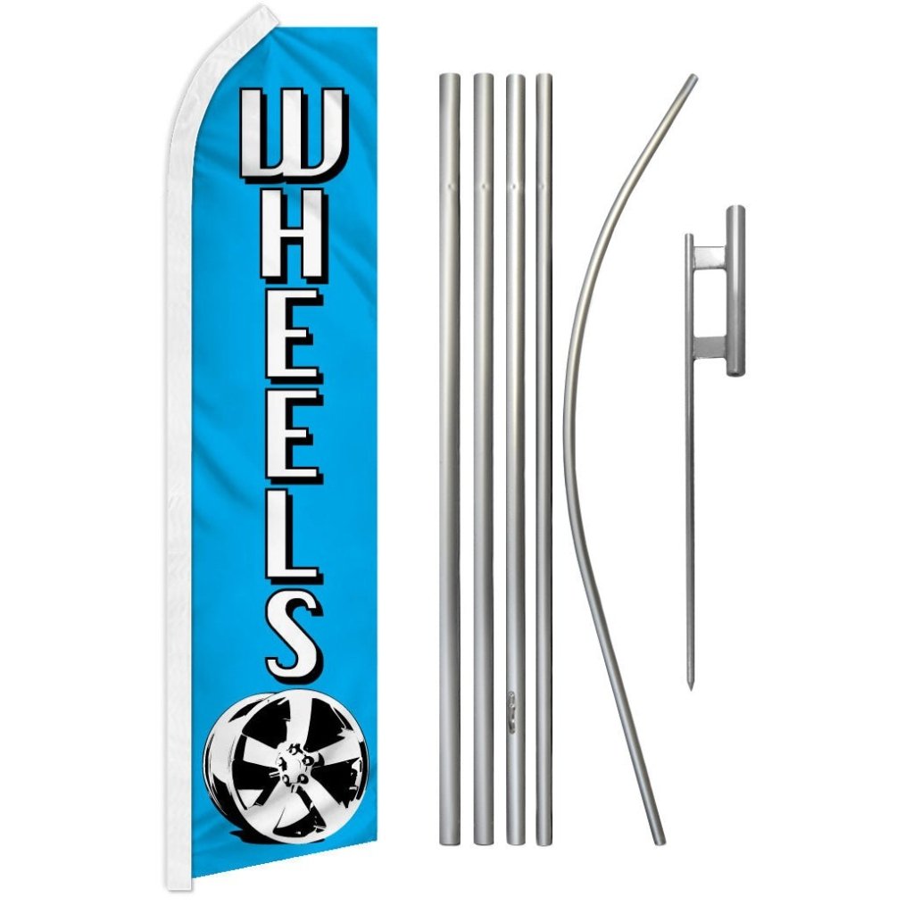 Wheels (Blue) Super Flag & Pole Kit - Flags Importer